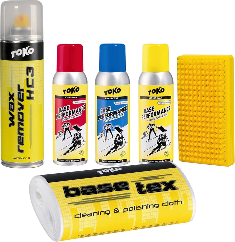 Toko Base Performance Gliding Kit for Skis & Snowboards - Liquid Base Performance, Basetex, Brush, & Wax Remover - Image 1